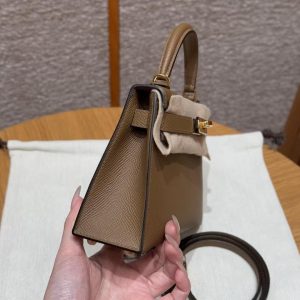 Hermes Kelly Mini 2 19 CM Bag Handmade In Epsom Calfskin Leather Gold Hardware 3G Alezan - Image 17