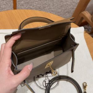 Hermes Kelly Mini 2 19 CM Bag Handmade In Epsom Calfskin Leather Gold Hardware 3G Alezan - Image 14