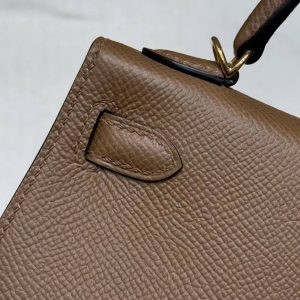 Hermes Kelly Mini 2 19 CM Bag Handmade In Epsom Calfskin Leather Gold Hardware 3G Alezan - Image 11