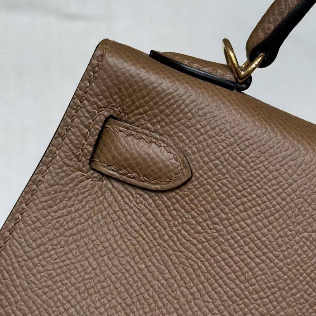 Hermes Kelly Mini 2 19 CM Bag Handmade In Epsom Calfskin Leather Gold Hardware 3G Alezan - Image 11