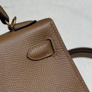 Hermes Kelly Mini 2 19 CM Bag Handmade In Epsom Calfskin Leather Gold Hardware 3G Alezan - Image 10