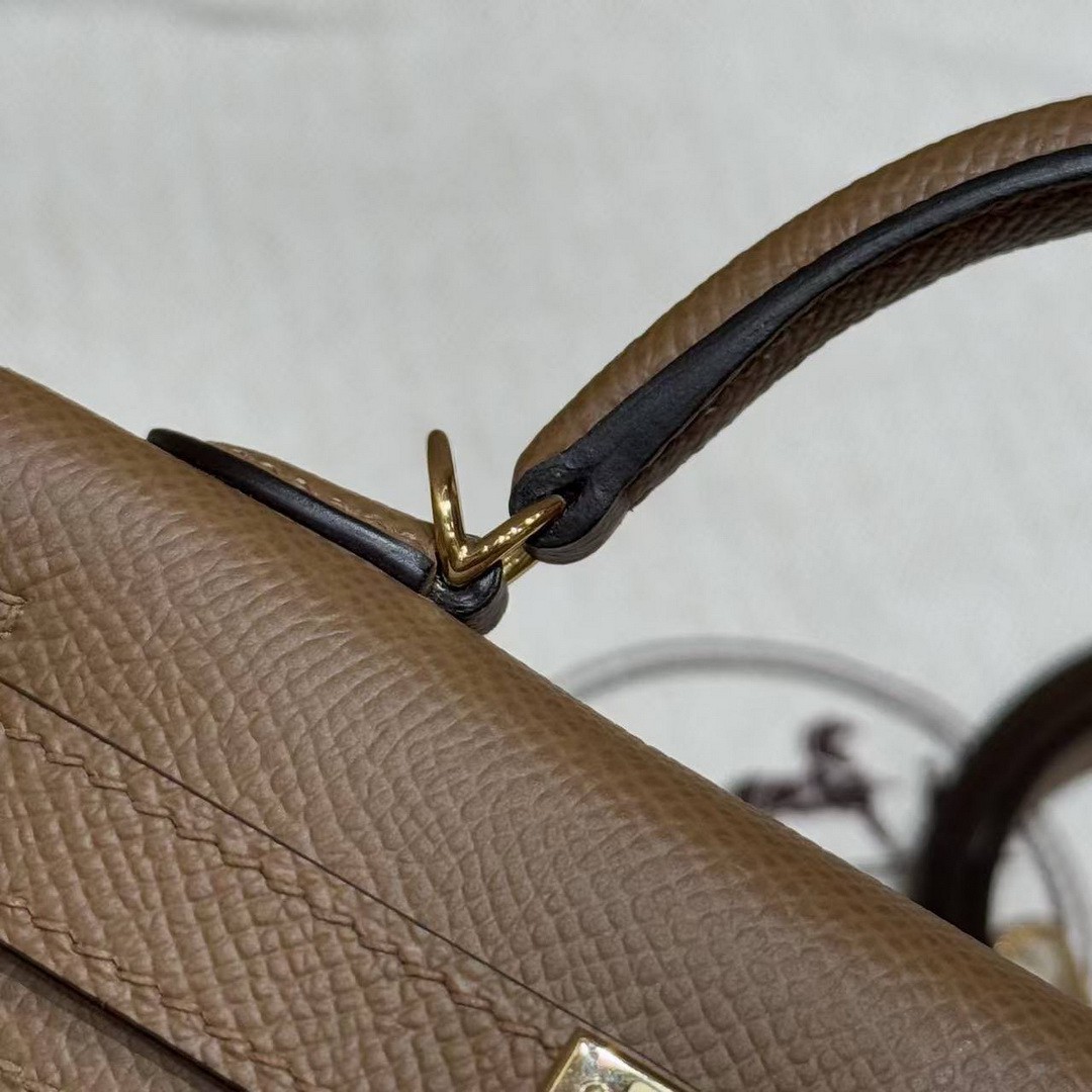 Hermes Kelly Mini 2 19 CM Bag Handmade In Epsom Calfskin Leather Gold Hardware 3G Alezan - Image 9