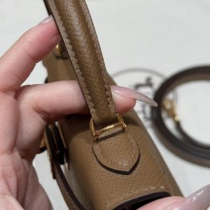 Hermes Kelly Mini 2 19 CM Bag Handmade In Epsom Calfskin Leather Gold Hardware 3G Alezan - Image 7