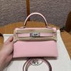 Hermes Kelly Mini 2 19 CM Bag Handmade In Epsom Calfskin Leather Silver Hardware 3Q Rose Sakura