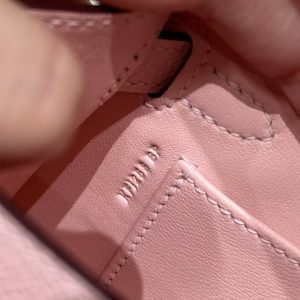 Hermes Kelly Mini 2 19 CM Bag Handmade In Epsom Calfskin Leather Silver Hardware 3Q Rose Sakura - Image 6