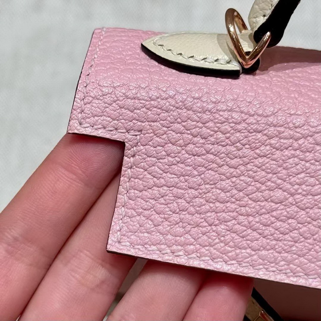 Hermes Kelly Mini 2 19 CM Bag Handmade In Chèvre Calfskin Leather Rose Gold Hardware 3Q Rose Sakura i2 Nata - Image 13