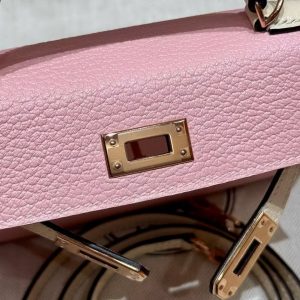 Hermes Kelly Mini 2 19 CM Bag Handmade In Chèvre Calfskin Leather Rose Gold Hardware 3Q Rose Sakura i2 Nata - Image 12