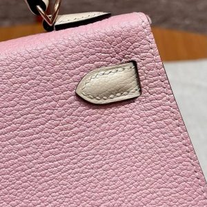 Hermes Kelly Mini 2 19 CM Bag Handmade In Chèvre Calfskin Leather Rose Gold Hardware 3Q Rose Sakura i2 Nata - Image 11