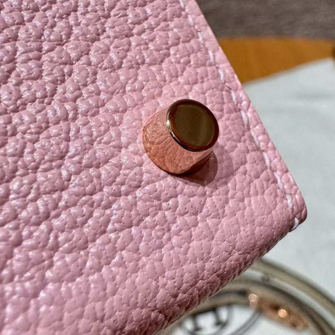 Hermes Kelly Mini 2 19 CM Bag Handmade In Chèvre Calfskin Leather Rose Gold Hardware 3Q Rose Sakura i2 Nata - Image 8