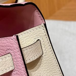Hermes Kelly Mini 2 19 CM Bag Handmade In Chèvre Calfskin Leather Rose Gold Hardware 3Q Rose Sakura i2 Nata - Image 7