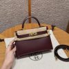 Hermes Kelly Mini 2 19 CM Bag Handmade In Box Calfskin Leather Gold Hardware 57 Bordeaux