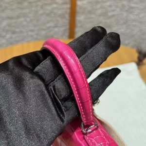Hermes Kelly Mini 2 19 CM Bag Handmade In Alligator Leather From Mississippi Silver Hardware 5J Fushsia - Image 18