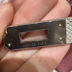 Hermes Kelly Mini 2 19 CM Bag Handmade In Epsom Calfskin Leather Silver Hardware 5P Pink 80 Gris Perle - Image 15