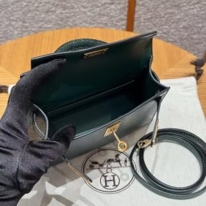 Hermes Kelly Mini 2 19 CM Bag Handmade In Lizard Leather From South Africa Gold Hardware 60 Vert Pochette - Image 27