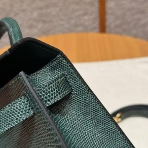 Hermes Kelly Mini 2 19 CM Bag Handmade In Lizard Leather From South Africa Gold Hardware 60 Vert Pochette - Image 18