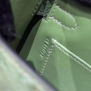 Hermes Kelly Mini 2 19 CM Bag Handmade In KK Ostrich Leather from South Africa Gold Hardware 61 Olive Green - Image 12
