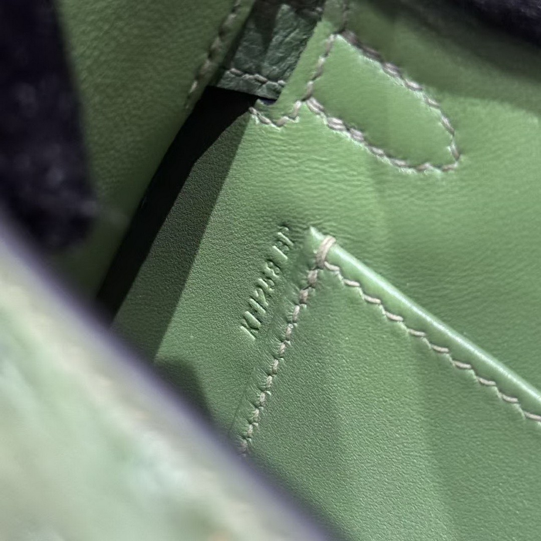 Hermes Kelly Mini 2 19 CM Bag Handmade In KK Ostrich Leather from South Africa Gold Hardware 61 Olive Green - Image 12