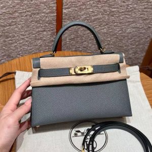 Hermes Kelly Mini 2 19 CM Bag Handmade In Epsom Calfskin Leather Gold Hardware 63 Vert Amanda