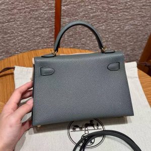 Hermes Kelly Mini 2 19 CM Bag Handmade In Epsom Calfskin Leather Gold Hardware 63 Vert Amanda - Image 2