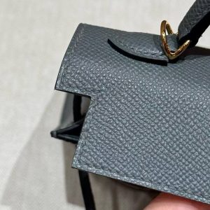 Hermes Kelly Mini 2 19 CM Bag Handmade In Epsom Calfskin Leather Gold Hardware 63 Vert Amanda - Image 10