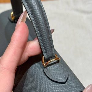 Hermes Kelly Mini 2 19 CM Bag Handmade In Epsom Calfskin Leather Gold Hardware 63 Vert Amanda - Image 5