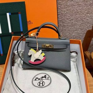 Hermes Kelly Mini 2 19 CM Bag Handmade In Epsom Calfskin Leather Gold Hardware 63 Vert Amanda - Image 4