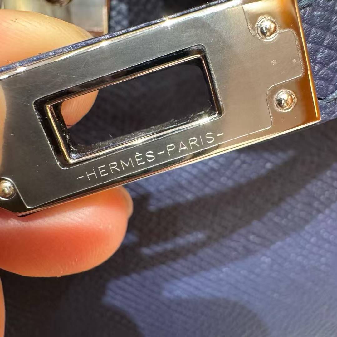 Hermes Kelly Mini 2 19 CM Bag Handmade In Epsom Calfskin Leather Silver Hardware 73 Blue Saphir - Image 13