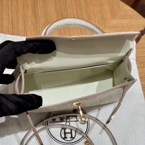 Hermes Kelly Mini 2 19 CM Bag Handmade In KK Ostrich Leather from South Africa Gold Hardware 8L Beton - Image 18
