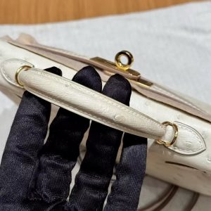 Hermes Kelly Mini 2 19 CM Bag Handmade In KK Ostrich Leather from South Africa Gold Hardware 8L Beton - Image 14