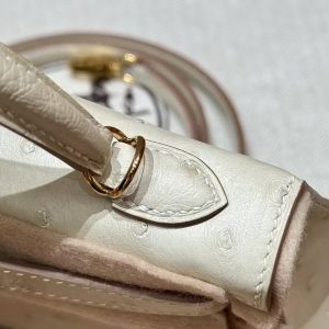 Hermes Kelly Mini 2 19 CM Bag Handmade In KK Ostrich Leather from South Africa Gold Hardware 8L Beton - Image 13