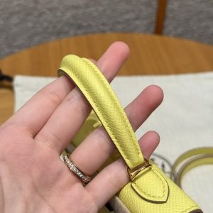 Hermes Kelly Mini 2 19 CM Bag Handmade In Epsom Calfskin Leather Gold Hardware 9R Lime - Image 16