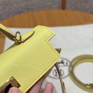 Hermes Kelly Mini 2 19 CM Bag Handmade In Epsom Calfskin Leather Gold Hardware 9R Lime - Image 15