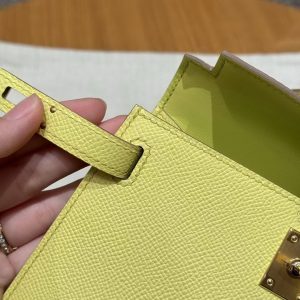 Hermes Kelly Mini 2 19 CM Bag Handmade In Epsom Calfskin Leather Gold Hardware 9R Lime - Image 12