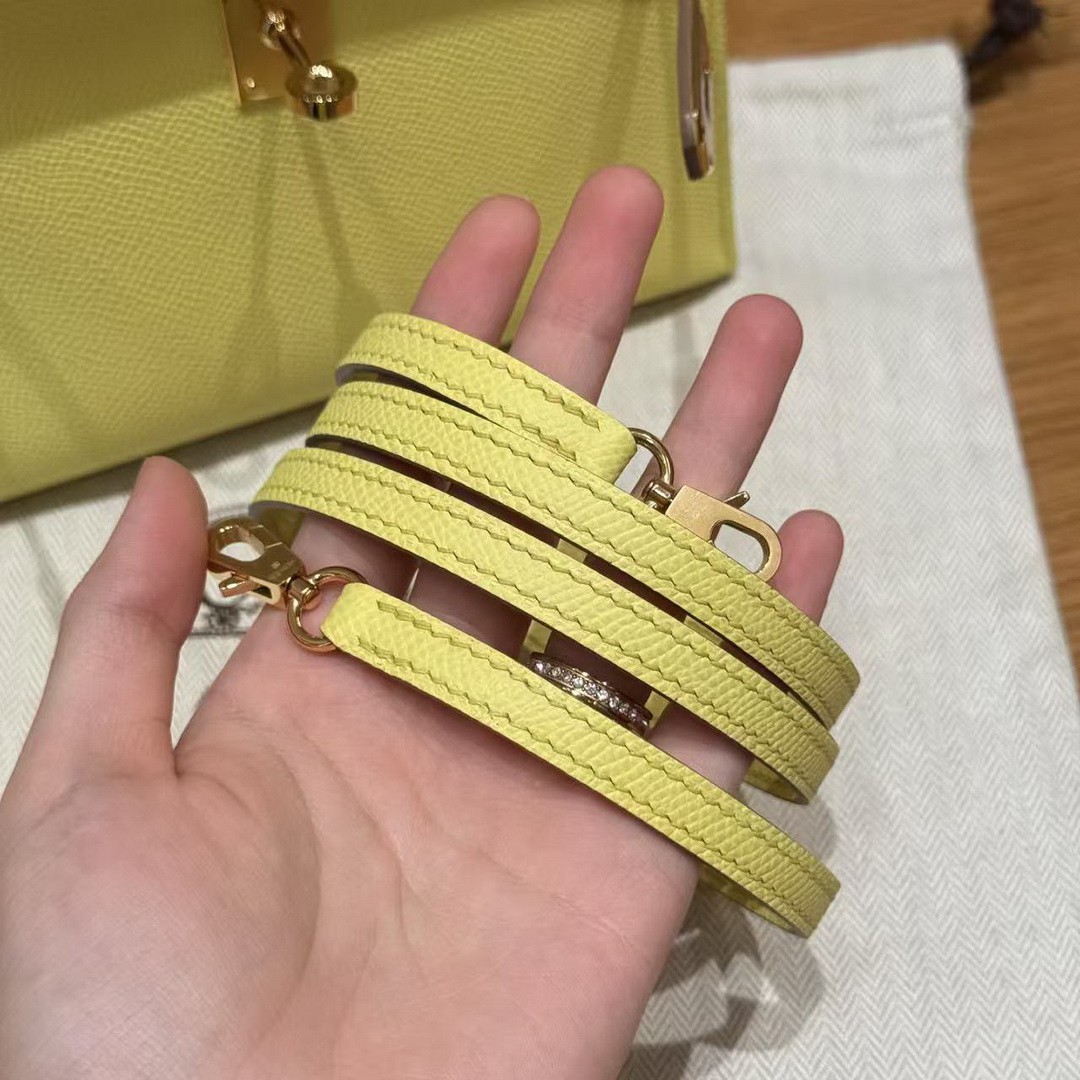 Hermes Kelly Mini 2 19 CM Bag Handmade In Epsom Calfskin Leather Gold Hardware 9R Lime - Image 6