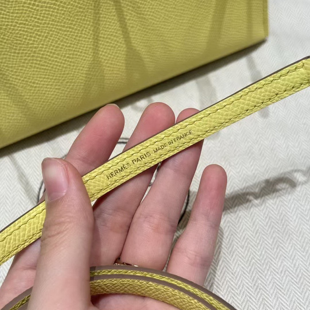 Hermes Kelly Mini 2 19 CM Bag Handmade In Epsom Calfskin Leather Gold Hardware 9R Lime - Image 5