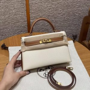 Hermes Kelly Mini 2 19 CM Bag Handmade In Epsom Calfskin Leather Gold Hardware I2 Nata 37 Gold