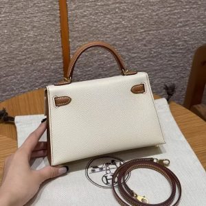 Hermes Kelly Mini 2 19 CM Bag Handmade In Epsom Calfskin Leather Gold Hardware I2 Nata 37 Gold - Image 2