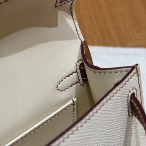 Hermes Kelly Mini 2 19 CM Bag Handmade In Epsom Calfskin Leather Gold Hardware I2 Nata 37 Gold - Image 4