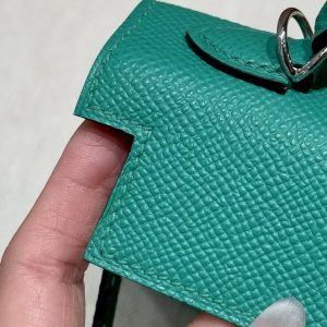 Hermes Kelly Mini 2 19 CM Bag Handmade In Epsom Calfskin Leather Sliver Hardware O6 Vert Jade - Image 19