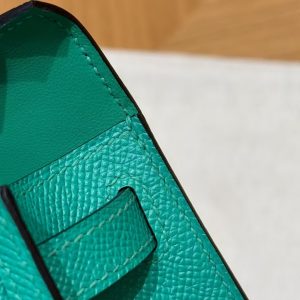 Hermes Kelly Mini 2 19 CM Bag Handmade In Epsom Calfskin Leather Sliver Hardware O6 Vert Jade - Image 16