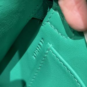 Hermes Kelly Mini 2 19 CM Bag Handmade In Epsom Calfskin Leather Sliver Hardware O6 Vert Jade - Image 13