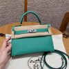 Hermes Kelly Mini 2 19 CM Bag Handmade In Epsom Calfskin Leather Sliver Hardware O6 Vert Jade