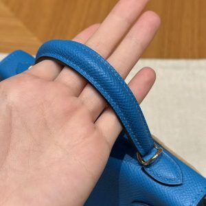 Hermes Kelly Mini 2 19 CM Bag Handmade In Epsom Calfskin Leather Gold Hardware OF Blue Fruda - Image 14