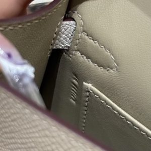 Hermes Kelly Mini 2 19 CM Bag Handmade In Epsom Calfskin Leather Sliver Hardware S2 Trench 10 Craie 18 Etoupe - Image 14