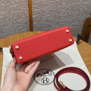 Hermes Kelly Mini 2 19 CM Bag Handmade In Epsom Calfskin Leather Gold Hardware S3 Rouge Coeur - Image 28