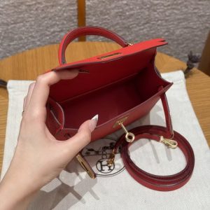 Hermes Kelly Mini 2 19 CM Bag Handmade In Epsom Calfskin Leather Gold Hardware S3 Rouge Coeur - Image 27