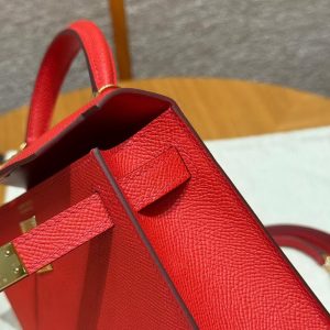 Hermes Kelly Mini 2 19 CM Bag Handmade In Epsom Calfskin Leather Gold Hardware S3 Rouge Coeur - Image 24