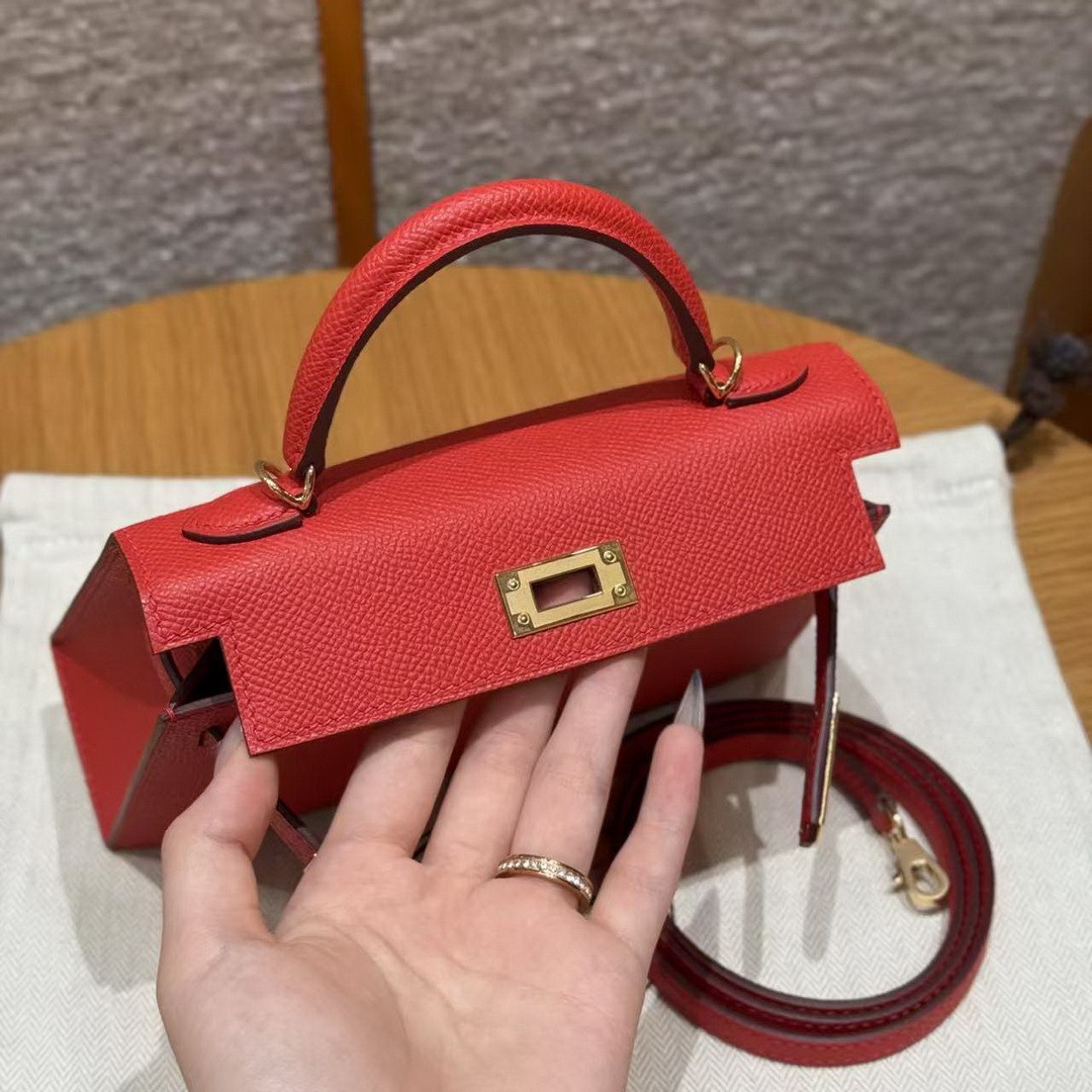 Hermes Kelly Mini 2 19 CM Bag Handmade In Epsom Calfskin Leather Gold Hardware S3 Rouge Coeur - Image 22