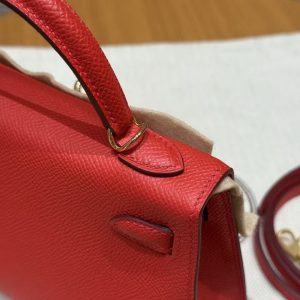 Hermes Kelly Mini 2 19 CM Bag Handmade In Epsom Calfskin Leather Gold Hardware S3 Rouge Coeur - Image 15