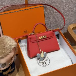 Hermes Kelly Mini 2 19 CM Bag Handmade In Epsom Calfskin Leather Gold Hardware S3 Rouge Coeur - Image 14